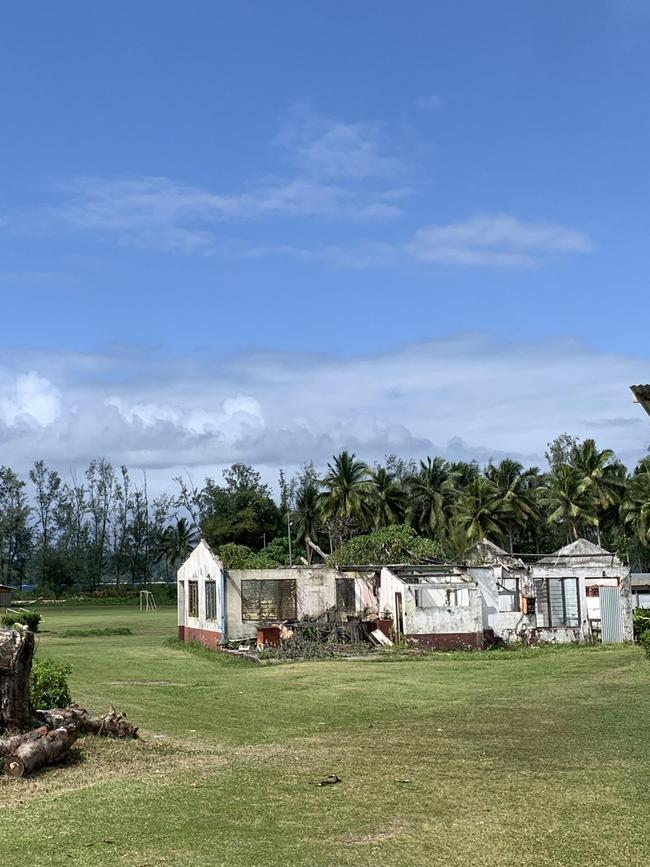 A damaged classroom at Lycee de Luganville, one of Vanuatu’s biggest schools. Picture: Sarah Ison