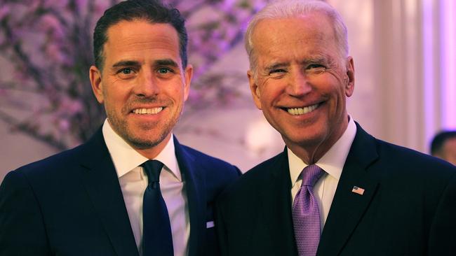 Hunter Biden and then US vice-president Joe Biden in 2016. Picture: Getty Images