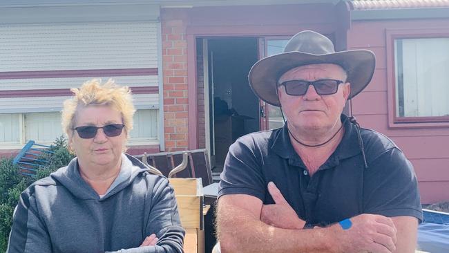 Lyn and Frank Green outside their rental property left allegedly trashed by previous tenants.