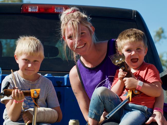 Jaime Thompson, from Nyngan, NSW, with her two sons Riley, 6, and Jordan, 3.