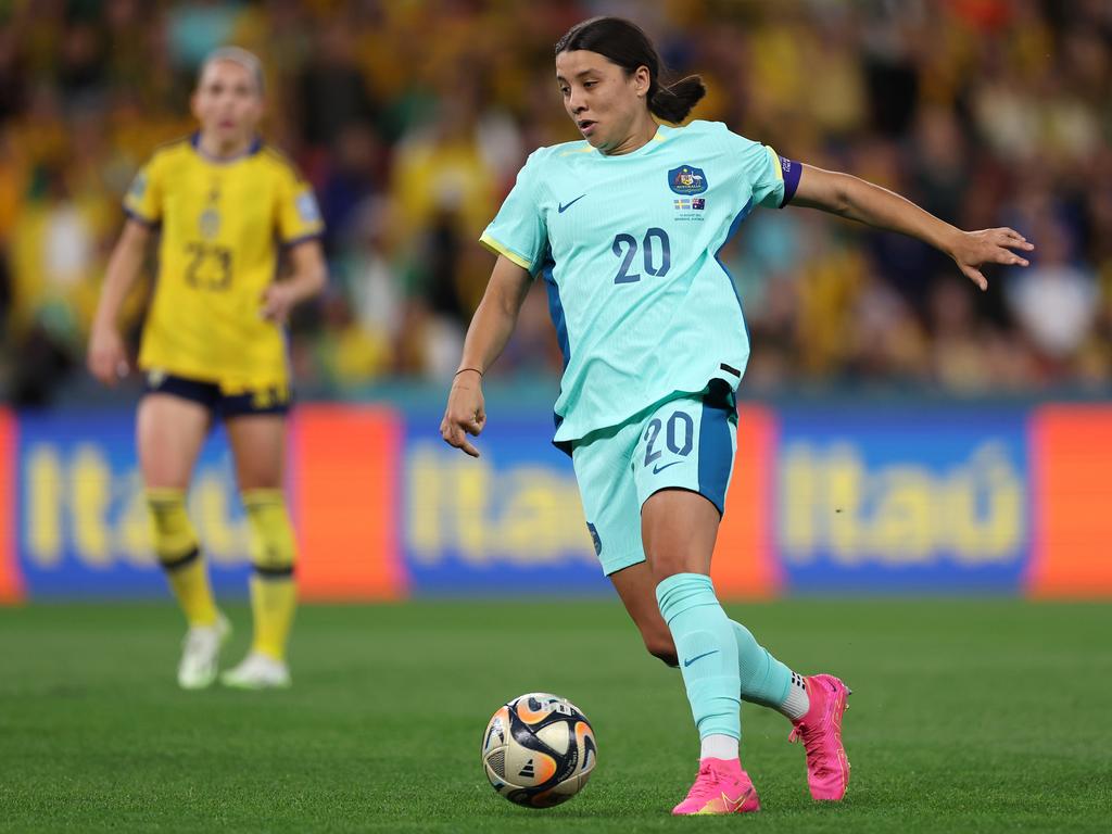 Sam Kerr in action for the Matildas during the FIFA World Cup