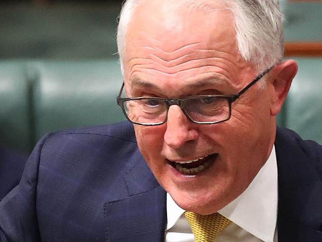 PM Malcolm Turnbull in Question Time in the House of Representatives Chamber at Parliament House in Canberra. Picture Kym Smith