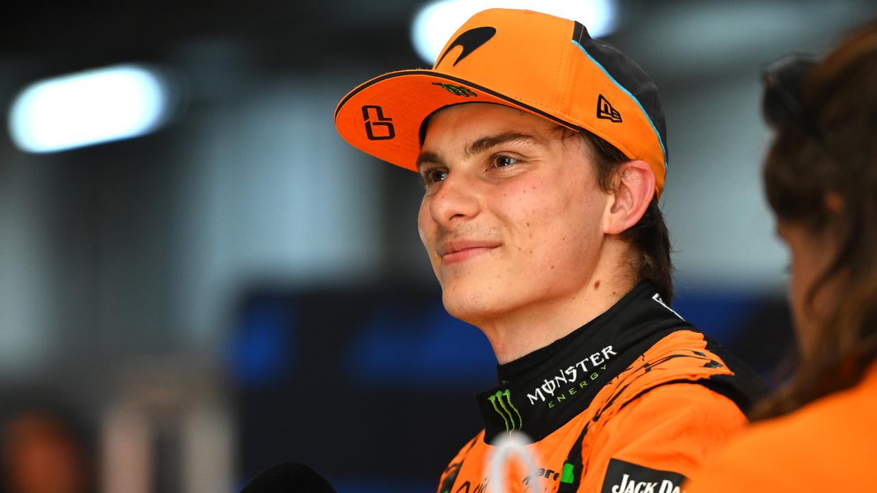 SAO PAULO, BRAZIL - NOVEMBER 01: Sprint Pole qualifier Oscar Piastri of Australia and McLaren talks to the media in the Paddock after Sprint Qualifying ahead of the F1 Grand Prix of Brazil at Autodromo Jose Carlos Pace on November 01, 2024 in Sao Paulo, Brazil. (Photo by Rudy Carezzevoli/Getty Images)