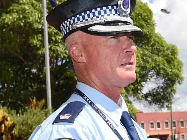 Chief inspector Bill McKenna talks to media about siezing a large amount of stolen property from a stolen vehicle. Photo Marc Stapelberg / The Northern Star