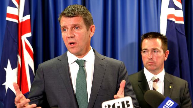 Premier Mike Baird and Local Government Minister Paul Toole. Picture: Stephen Cooper