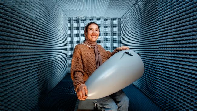 Masooma Alizada is an aeronautical engineering student doing an internship at Airspeed at Mawson Lakes. Picture: Matt Turner.