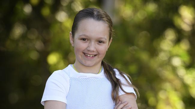 Paige Gillman, 7, was left with multiple crush injuries that included a collapsed lung, serious lacerations, and four broken ribs after a freak accident involving a gate at her pony club in May last year. Picture: Supplied