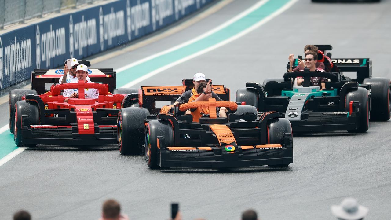 The F1 teams take part in the Lego drivers parade prior to the Miami Grand Prix. (Photo by Hector Vivas/Getty Images)