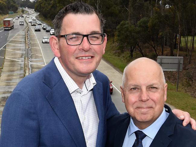 Premier Daniel Andrews and Treasurer Tim Pallas to make an announcement abot the North East link at the Ring road, Greensborough.  Picture: Nicole Garmston