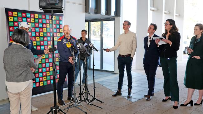 Adelaide Crows head of football Adam Kelly talks to the media. Picture: Sarah Reed