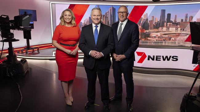 Tim Watson with fellow Channel 7 presenters Jane Bunn and Peter Mitchell.