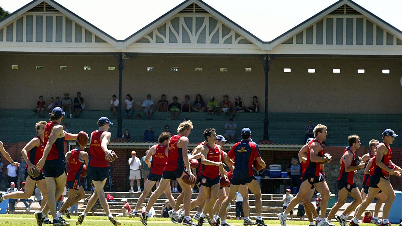 Adelaide Crows training at Tanunda Oval as part of a pre-season camp.