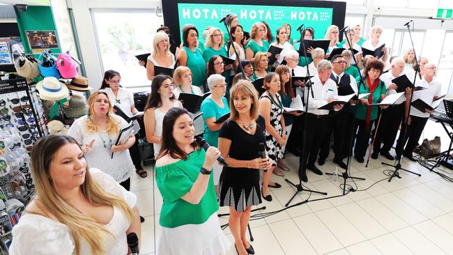 HOTA Choir performs at the Gold Coast Airport.