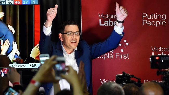 Thumbs up for new Premier Daniel Andrews at Mulgrave Country Club. Picture: Jake Nowakowski