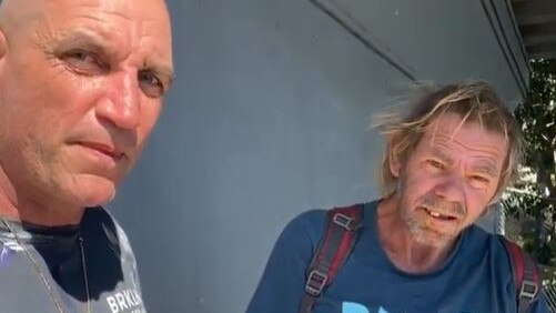 Anthony Grech with rough sleeper Dave Randall in a screenshot from the video posted to Facebook.