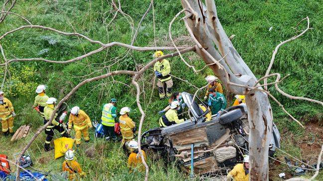 The driver said he had been stuck in his vehicle overnight. Picture: SA Police