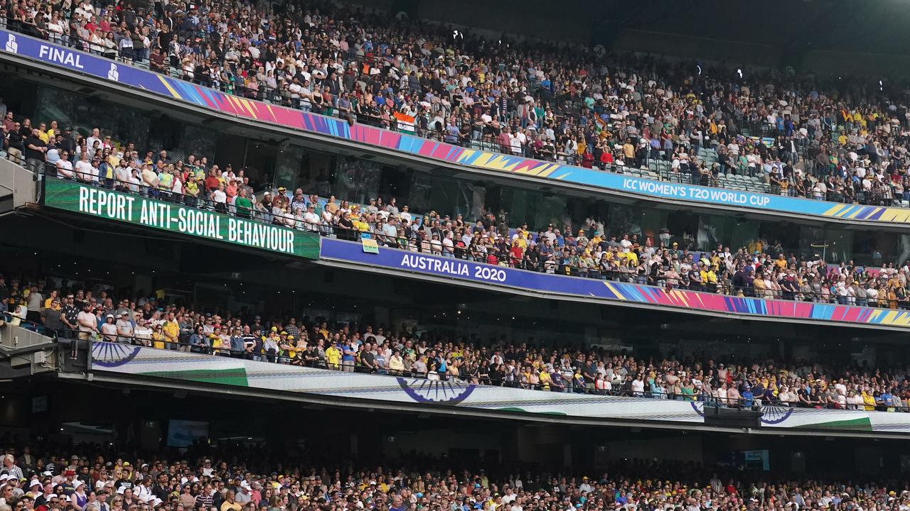 The packed crowd at the MCG on Sunday.