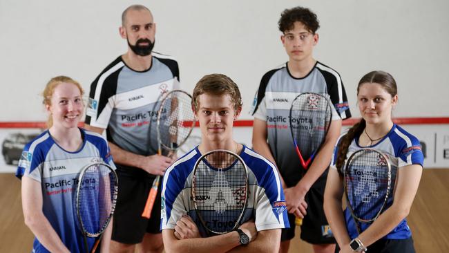 Cairns will host the Cairns Squash International from Thursday to Sunday. Local players Sophie Fadaely, 15, Steven Finitsis, Josh Penfold, 17, Josh Porter, 14, and Kurstyn Mather will take on players from Australia, New Zealand, Malta, Japan, Malaysia and Hong Kong at the tournament. PICTURE: STEWART MCLEAN