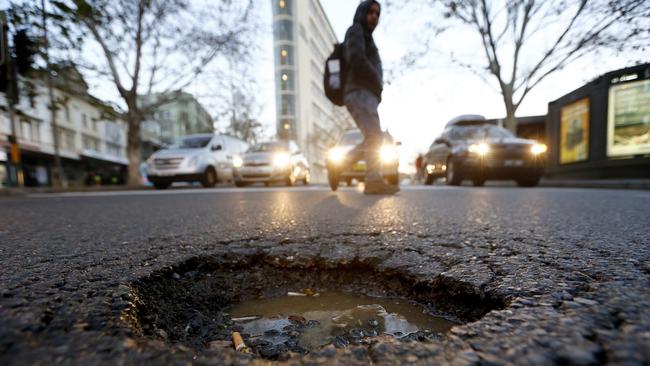 Sydney experienced a record number of potholes in 2022 due to heavy rainfalls across the state. Picture: Bradley Hunter