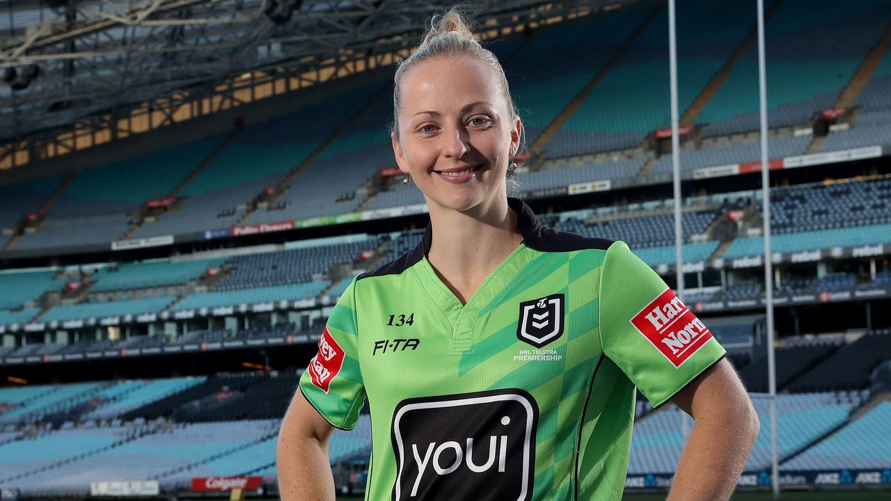 Belinda Sharpe will be the first female to officiate an NRL game when she referees the Broncos v Bulldogs game this Thursday night at Suncorp Stadium. Picture: Toby Zerna