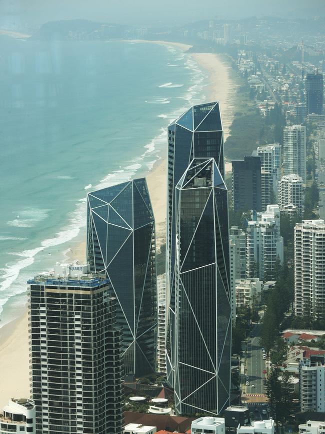 Gold coast Supertowers Jewel lay idle still waiting to officially open. Picture: Glenn Hampson.