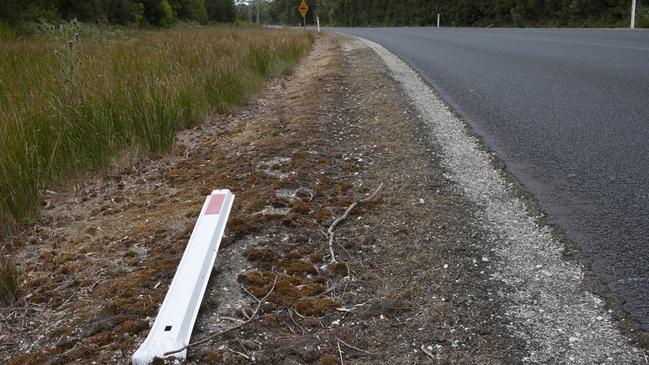 Breaking News Breaking News A damaged guide post on Woolnorth Road. Source: Supplied.