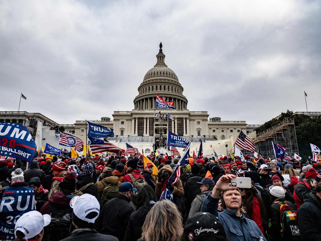 Pro-Trump supporters storm the U.S. Capitol following a rally with President Donald Trump. Picture: Getty