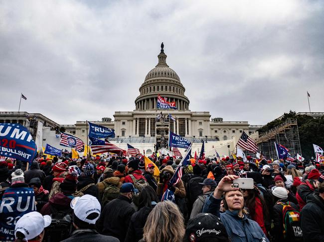 Pro-Trump supporters storm the U.S. Capitol following a rally with President Donald Trump. Picture: Getty