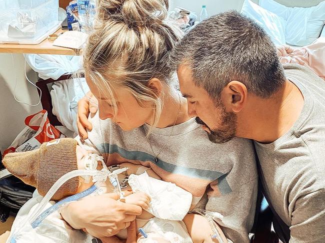 The family shared this heartbreaking photo to Instagram and told followers they had to make decisions ‘no parents should ever make’. Picture: Instagram/brittaniborenleach