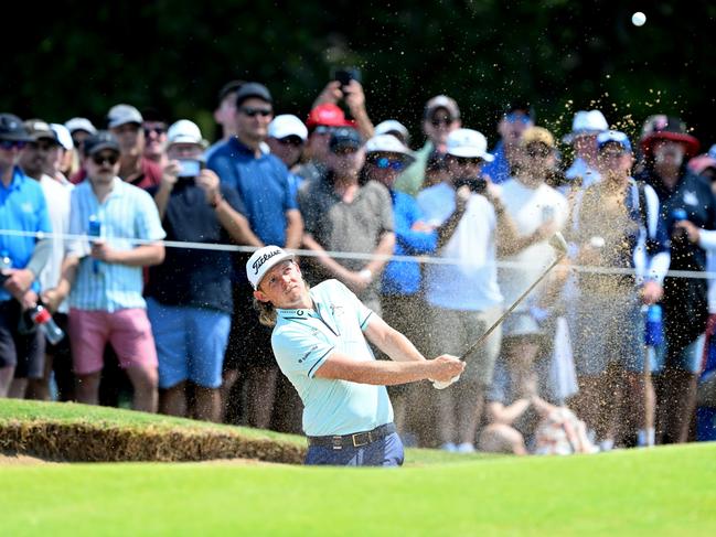 Cam Smith plays a bunker shot on Saturday at Royal Queensland. Picture: Bradley Kanaris/Getty Images