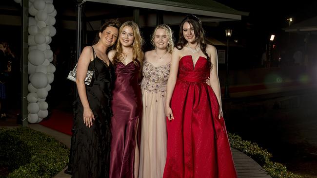 Formal for year 12 students from Emmanuel College. Scarlett Harward, Ella Kozik , Abbey Ziman, Lauren Clune . Picture: Jerad Williams