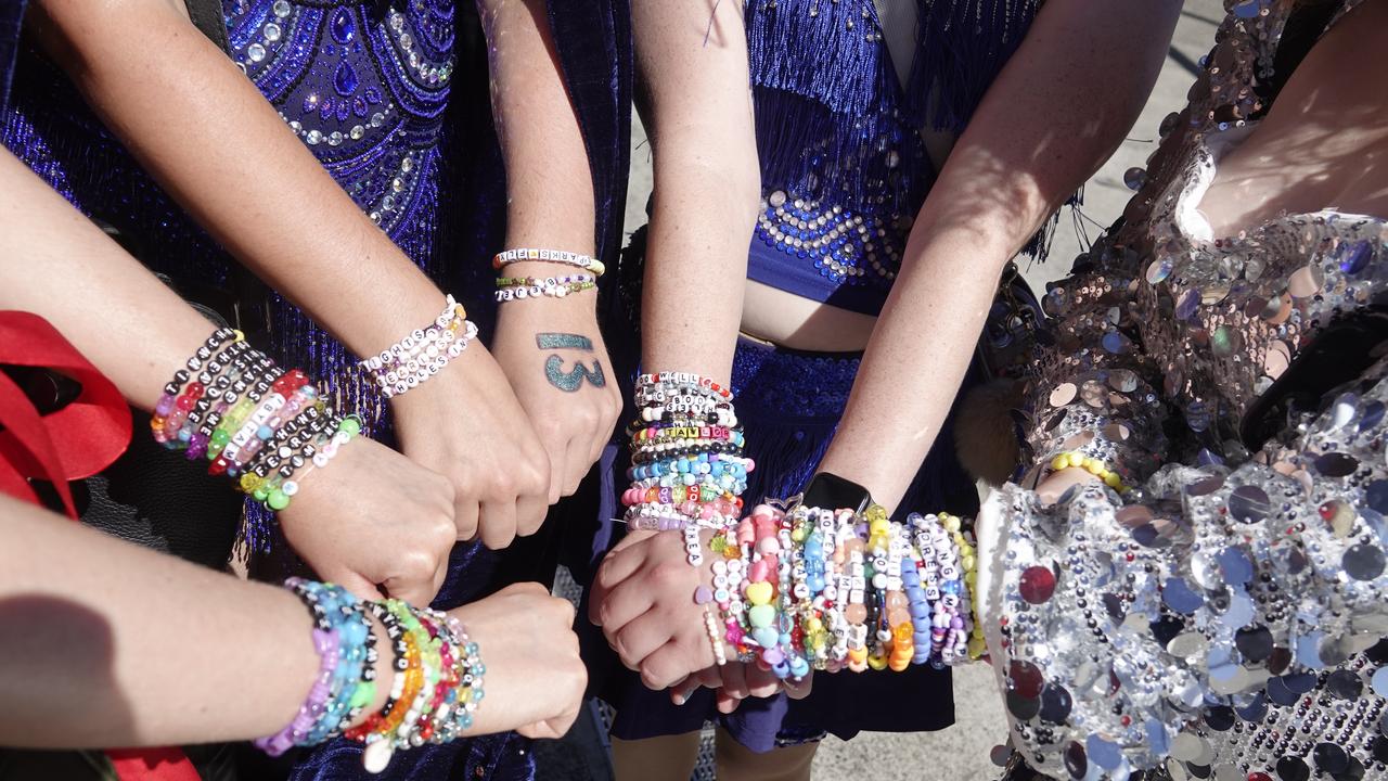 Friendship bracelets, costumes, merchandise have all been purchased – or made – to participate in the Eras Tour. Picture: NCA NewsWire / Valeriu Campan