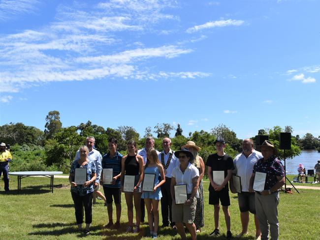 Award winners Lachlan Coe, Paul Bengtson and Stuart Holm plus award nominees Sky-Maree Oldham, Ella Keep, Connor Turner, Paul Cowles, Michelle Pagotto, Trish Brims and Gwendolyn Gray. Photo: Adam Daunt