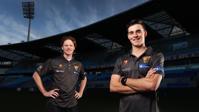 Tasmanian Tigers latest recruits Tom Andrews and Tim Ward. Picture: Zak Simmonds