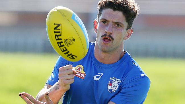 Tom Liberatore in action at Bulldogs training. Picture: Michael Klein