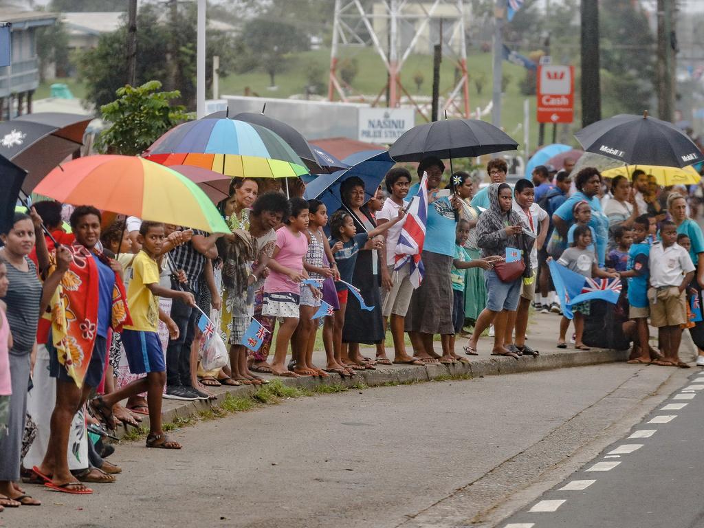 Fans flocked by the side of the road to catch a glimpse of the Duke and Duchess of Sussex. Picture: Chris Jackson/Getty Images