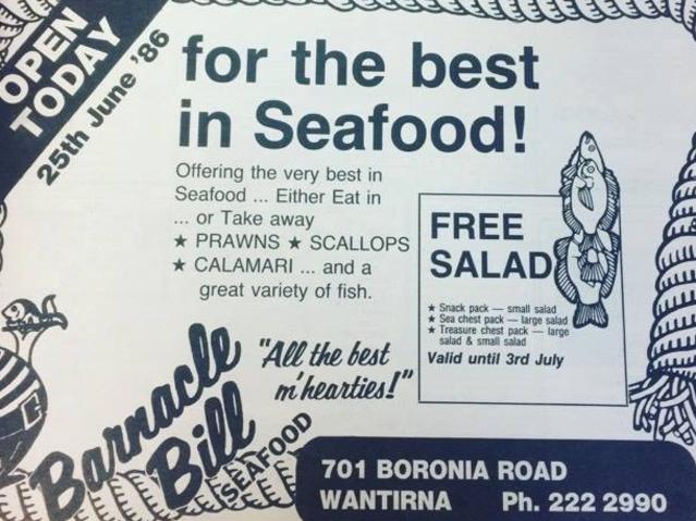 A Barnacle Bill ad in the 1986 Knox-Sherbrooke News.