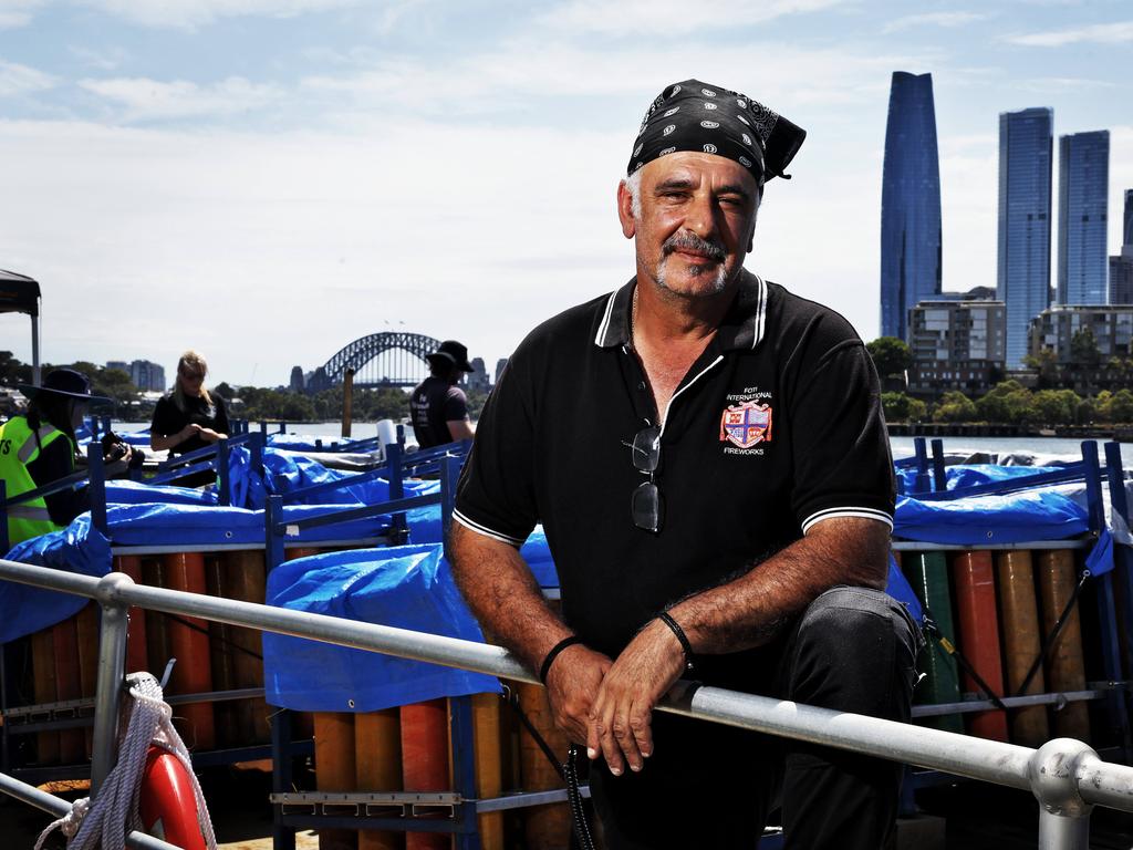 Fortunato Foti — pictured on one of his fireworks barges — is excited to bring aerial platform concepts to Australian fireworks displays for the first time. Picture: Sam Ruttyn