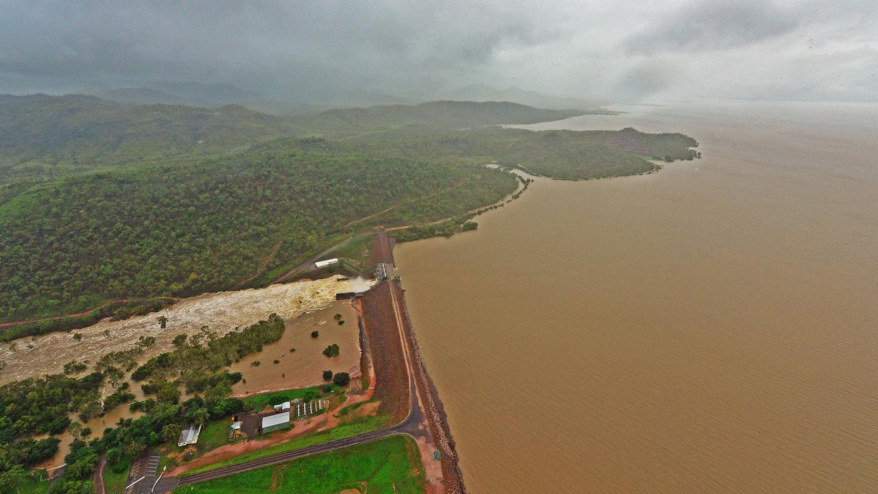 Townsville floods. Ross River Dam from a helicopter. Picture: Zak Simmonds