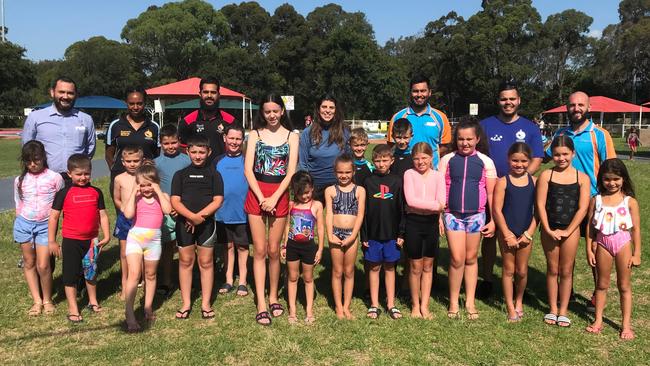 The First Nation children at the Michael Wenden Aquatic Centre. Picture: Supplied.