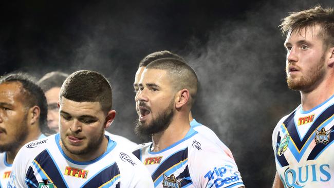 Steam rises from Nathan Peats of the Titans during the NRL round 16 game between the Wests Tigers and the Gold Coast Titans at Campbelltown Stadium. pic Mark Evans