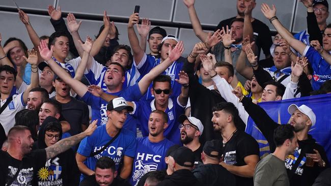 Fans made their presence felt during Stefanos Tsitsipas’ clash with Salvatore Caruso. Picture: AAP