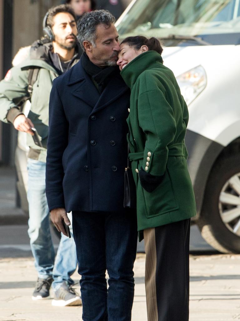 Love birds Erica Packer and Enrique Martinez walk in the streets of Paris. Picture: Backgrid