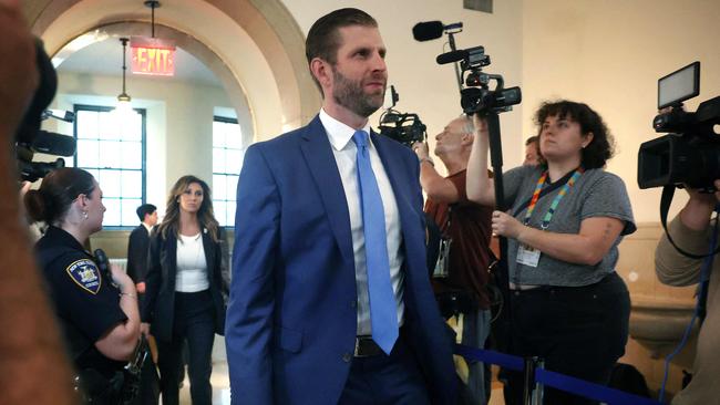 Eric Trump arrives at New York State Supreme Court for the start of the civil fraud trial against his father Donald Trump on Monday. Picture: Getty Images