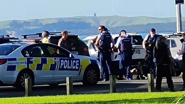 A person was arrested in Mairangi Bay after reports of a mass stabbing in neighbouring Murrays Bay on Auckland’s North Shore. Picture: Daniel Camu