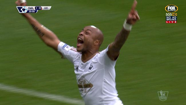 Andre Ayew scored twice for Swansea.