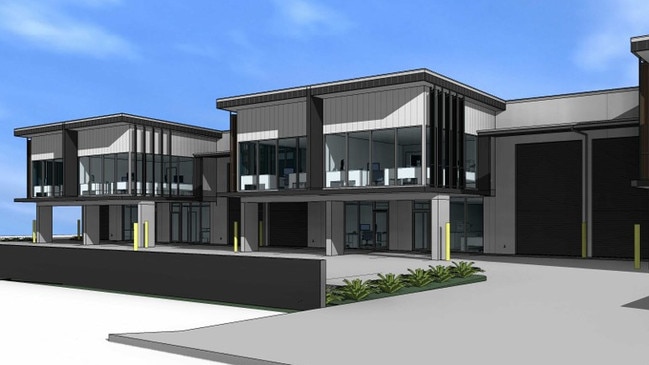 The development application will have upstairs and downstairs offices with storage space.