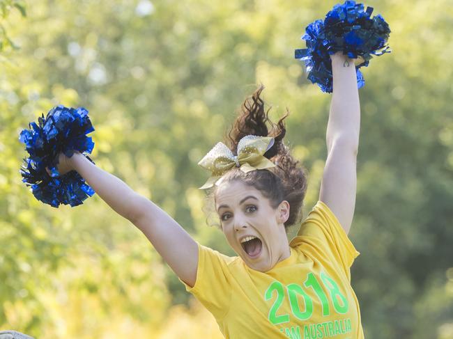 Competition cheerleader Hayley Catherine O'Callaghan  she is heading to the US as part of Australian team in competition cheerleading. Picture:Rob Leeson.