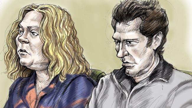 An artist’s impression of Brimbank Central kidnappers Mark and Cheryl McEachran.