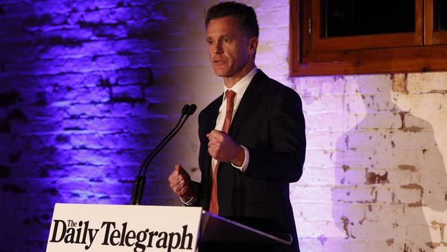 Premier Chris Minns speaking at the 2023 Bush Summit dinner held at the Goonoo Goonoo Station in Timbumburi on Thursday night. Picture: Jonathan Ng